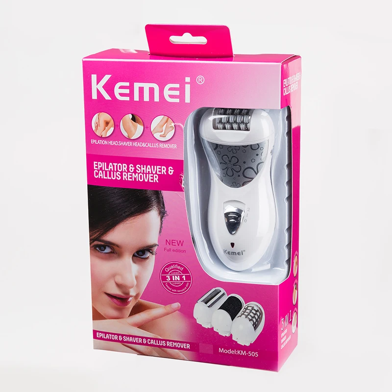 Kemei эпилятор перезаряжаемый 3 в 1 для удаления волос и ороговелостей, инструмент для ухода за ногами для женщин.