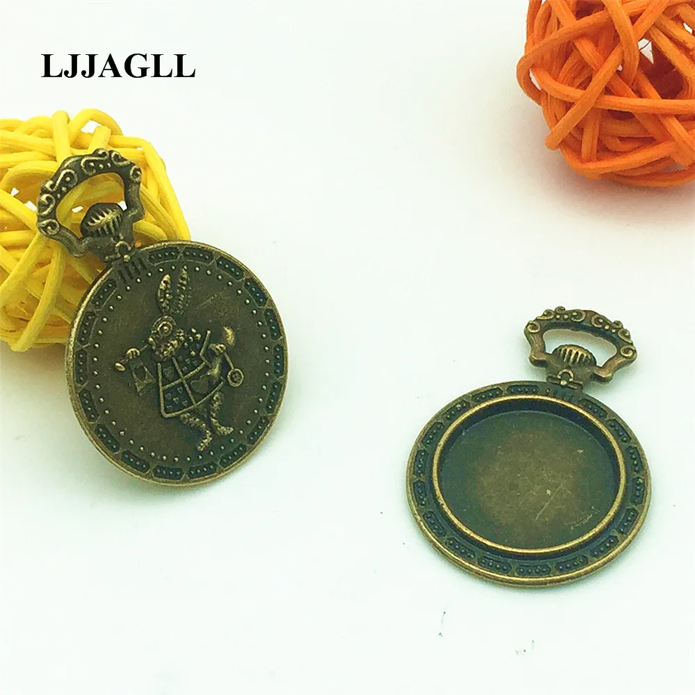 

LJJAGLL (5pcs/lot) Bronze Metal Alloy Round 20mm Dia Base Rabbit Shape Dome Cabochon Settings Fit Jewelry Diy ADT019
