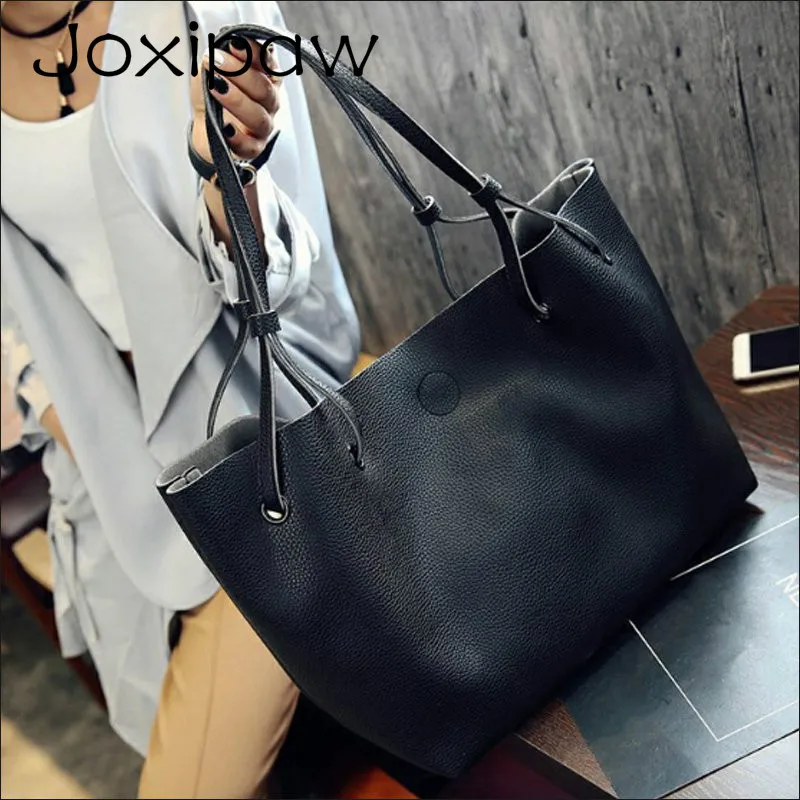 

Vintage Handbags Women PU Leather Large Capacity Female Shoulder Bags Solid Color Practical Women corssbody Bag Composite Bag