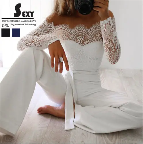 Hirigin Для женщин Клубная одежда Playsuit Повседневное с длинными рукавами комбинезон брюки дропшиппинг