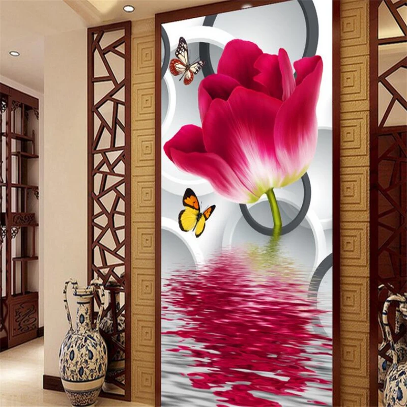 3d обои Beibehang на заказ Настенные трехмерная вода цветок вход проход задняя стенка
