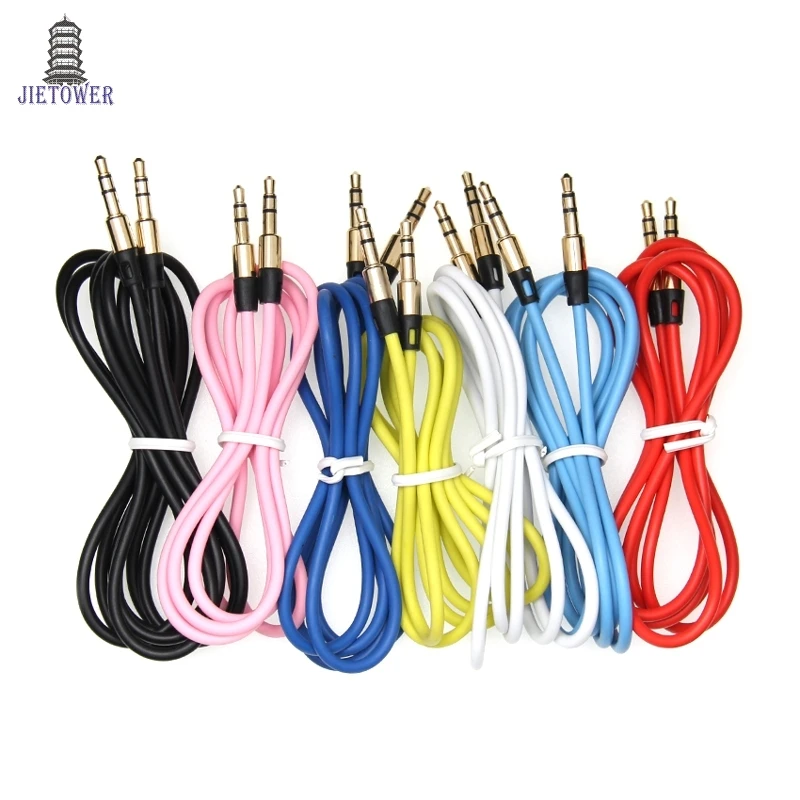 500 шт./лот разъем aux-кабеля 3 5 мм цветной металлический аудиокабель штырь-штырь для