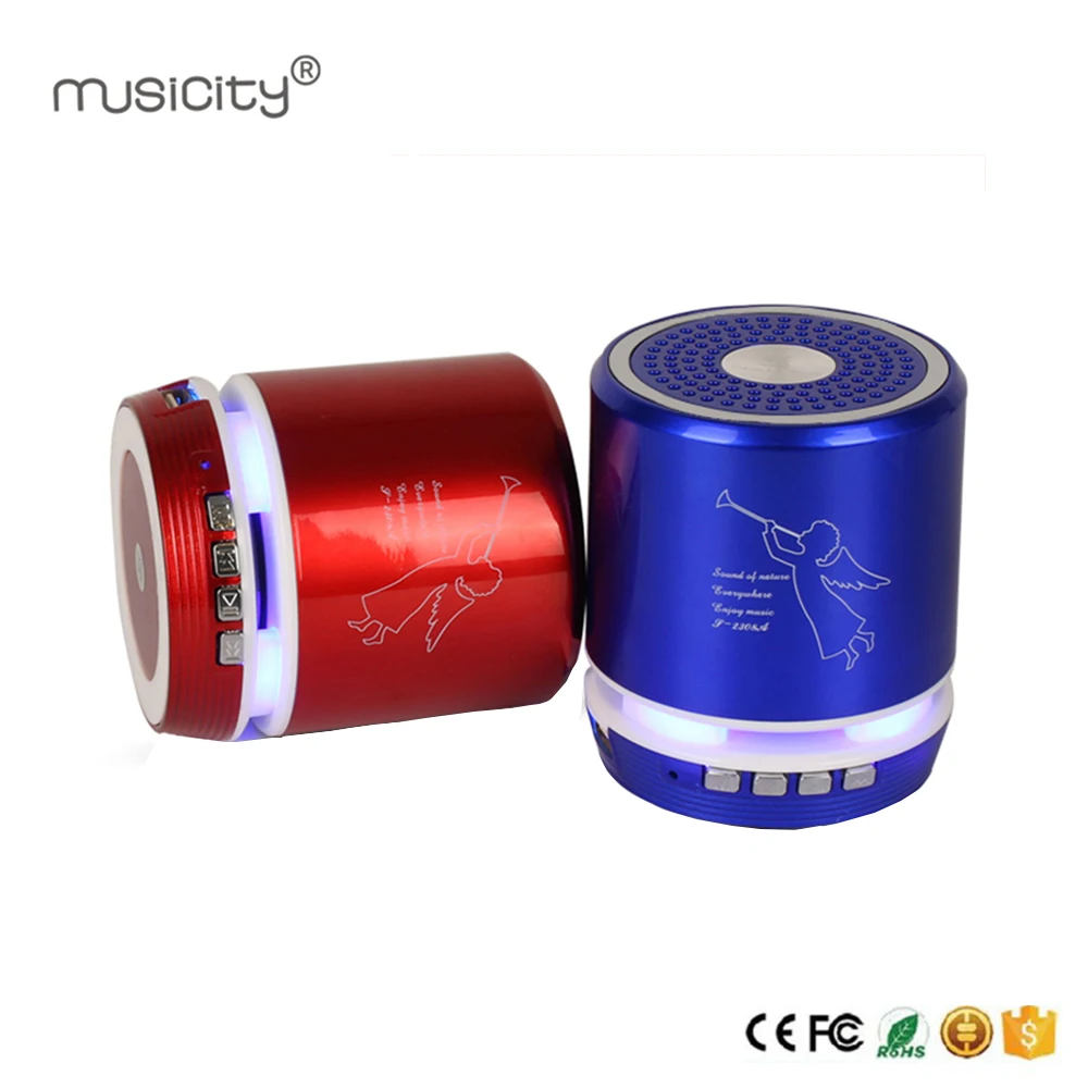 Musicity Беспроводной Портативный Бумбокс светодиодный мини Bluetooth Динамик с FM радио