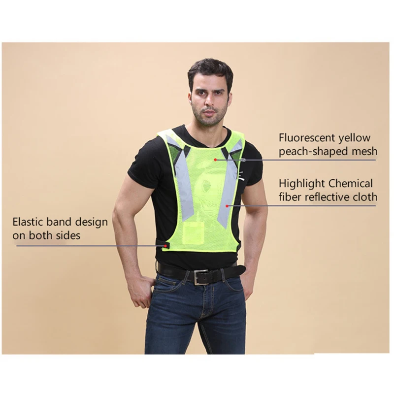 Модный флуоресцентный светоотражающий жилет высокой видимости Регулируемая