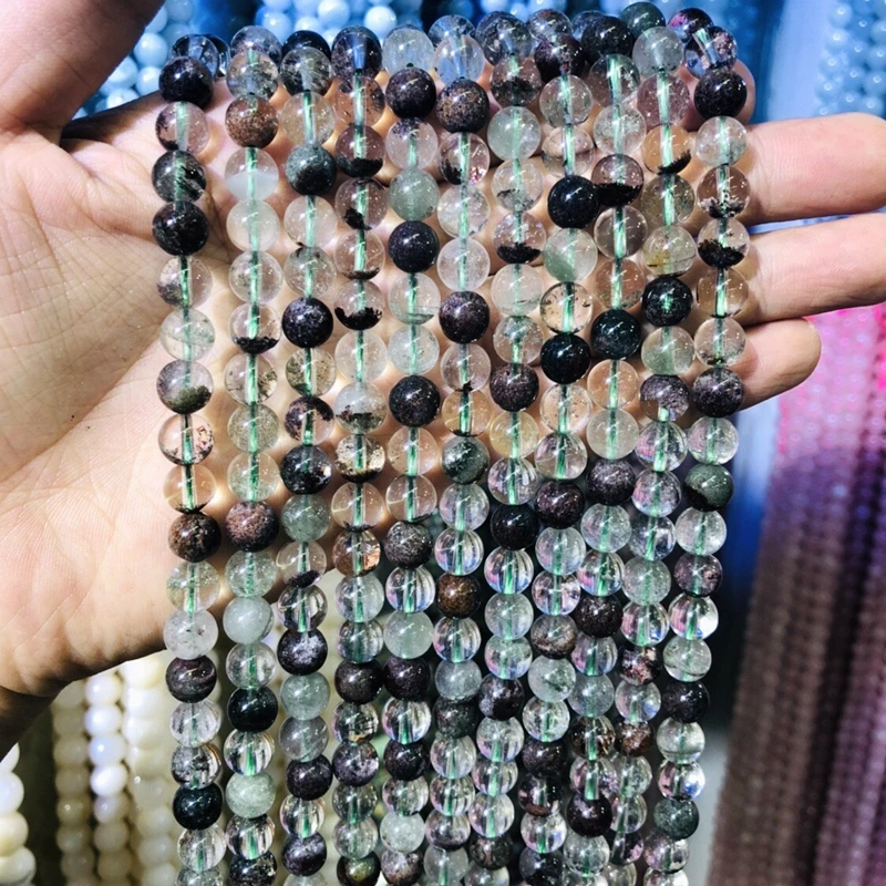 Настоящий натуральный зеленый фантомный кварц 6 мм 8 10 круглые садовые кварцевые