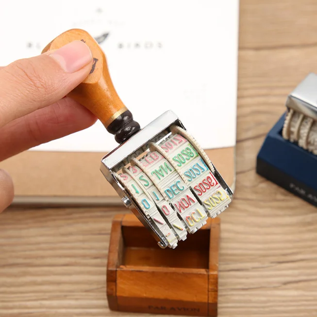 1 шт. Новинка DIY Скрапбукинг винтажный деревянный рулон штампы даты фото штамп для альбомов резиновая чернильная прокладка для печати уплотнительные восковые принадлежности
