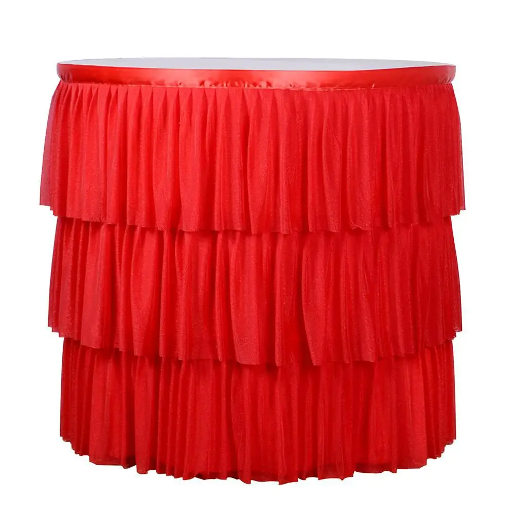 Adeeing 3 Слои эластичная сеточная подкладка Пушистые Юбка для стола Тюль посуда