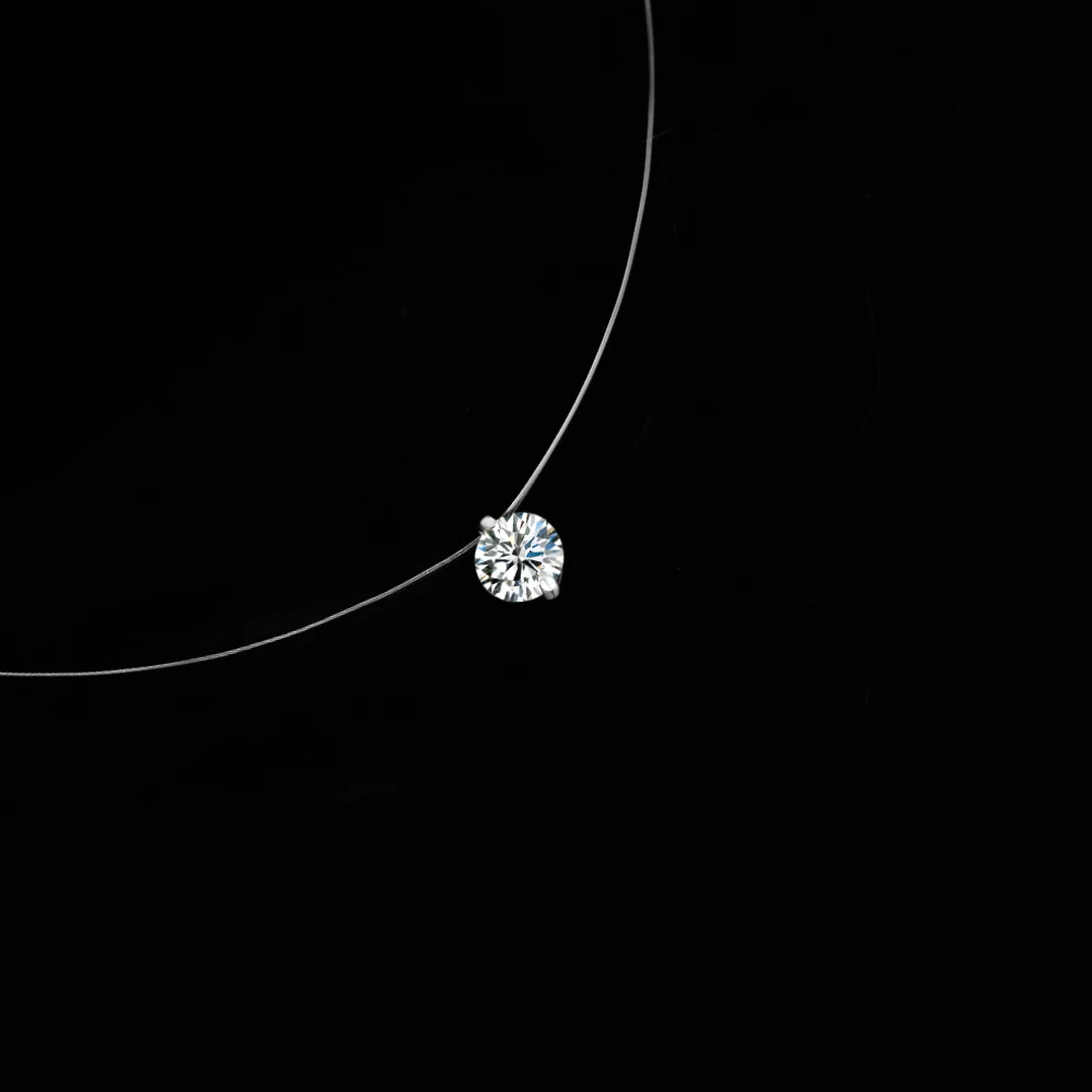 6mm Zircon Женское прозрачное рыболовное Ожерелье Серебряная невидимая цепочка ожерелье женский сверкающий Циркон колье-чокер Femme - Окраска металла: 6mm Zircon