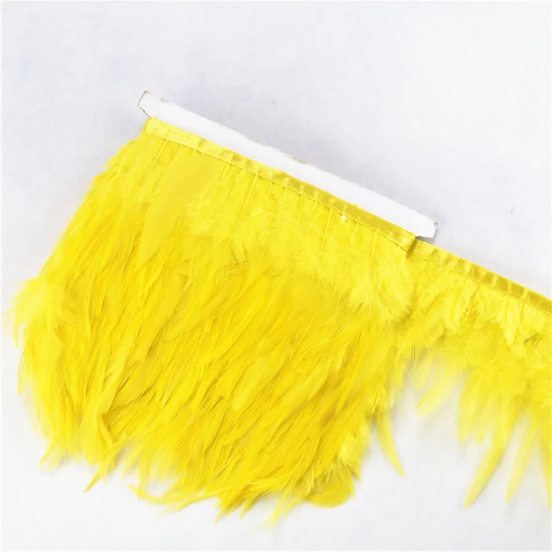 Yellow 2 м/лот ленты с бахромой и перьями фазана 10-15 см/4-" бордовые перья для рукоделия Одежда Свадебные украшения - Цвет: Yellow