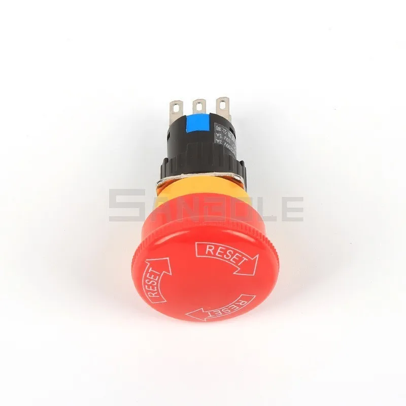 16 мм красная Грибовидная головка Кнопка аварийной остановки переключатель Φ 6