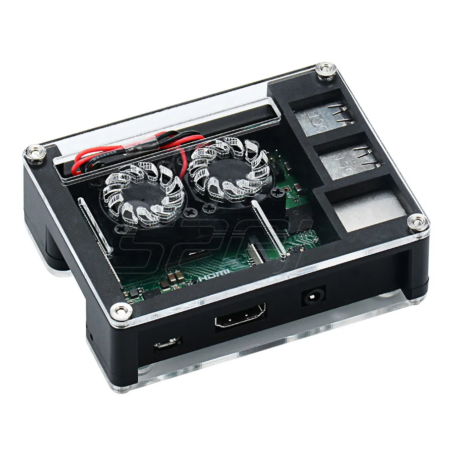 Case with Dual Fan 52Pi акриловый пластиковый корпус с дополнительным 3B+ версия двойной вентилятор Heatink 5V 2.5A адаптер питания только для Rasberry Pi 3 B Plus/3B - Цвет: Case with Dual Fan