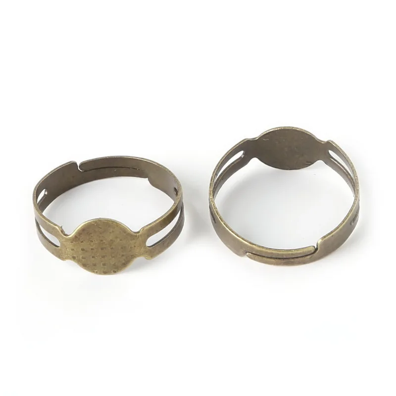 Модные регулируемые Плоские Кольца 18 мм 40 шт. базовые заготовки клей на кабошоне