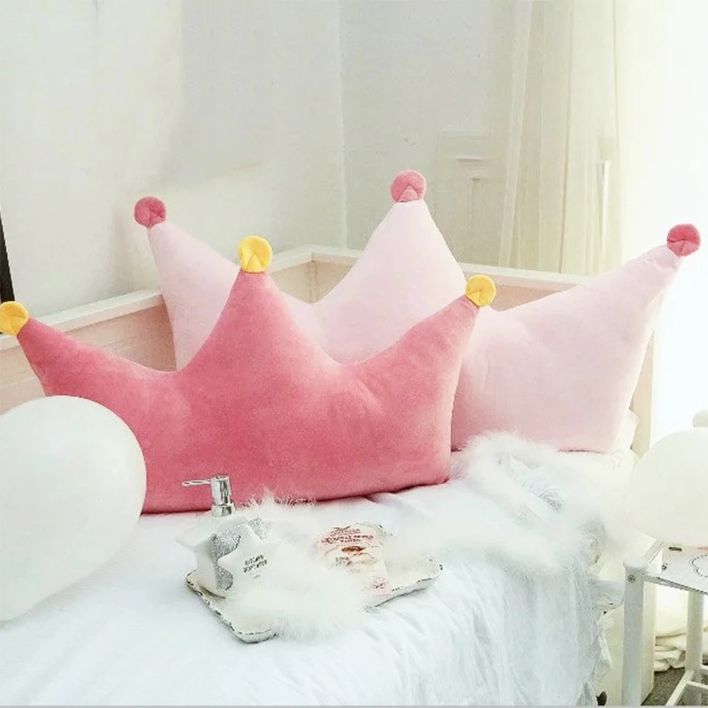 Подушка супер мягкая с коротким ворсом бархатная рисунком короны задняя подушка