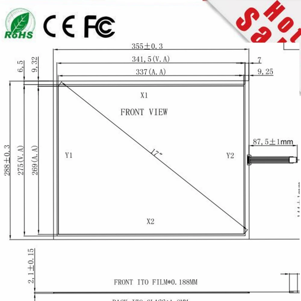 new 5pcs/lot 17 Inch 355*288 Usb Resistive Touch Screen Panel Industrial Touchscreen | Компьютеры и офис