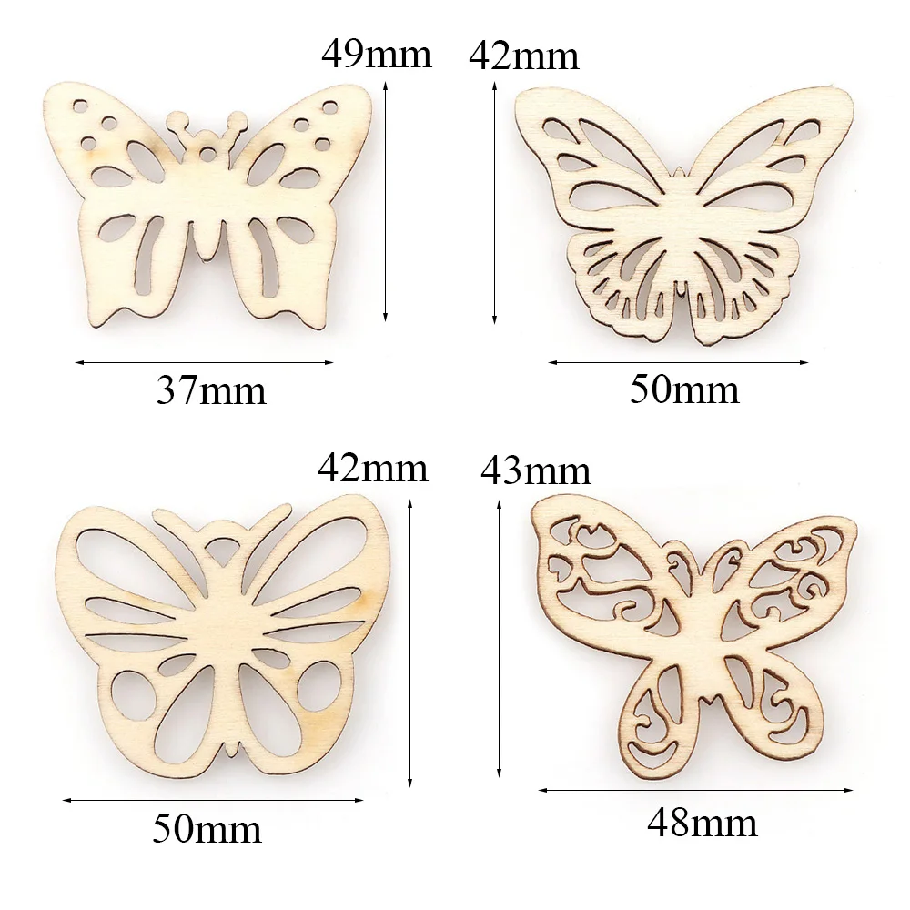 10 звёзд разные размеры DIY красивые бабочки деревянные чипсы декоративные