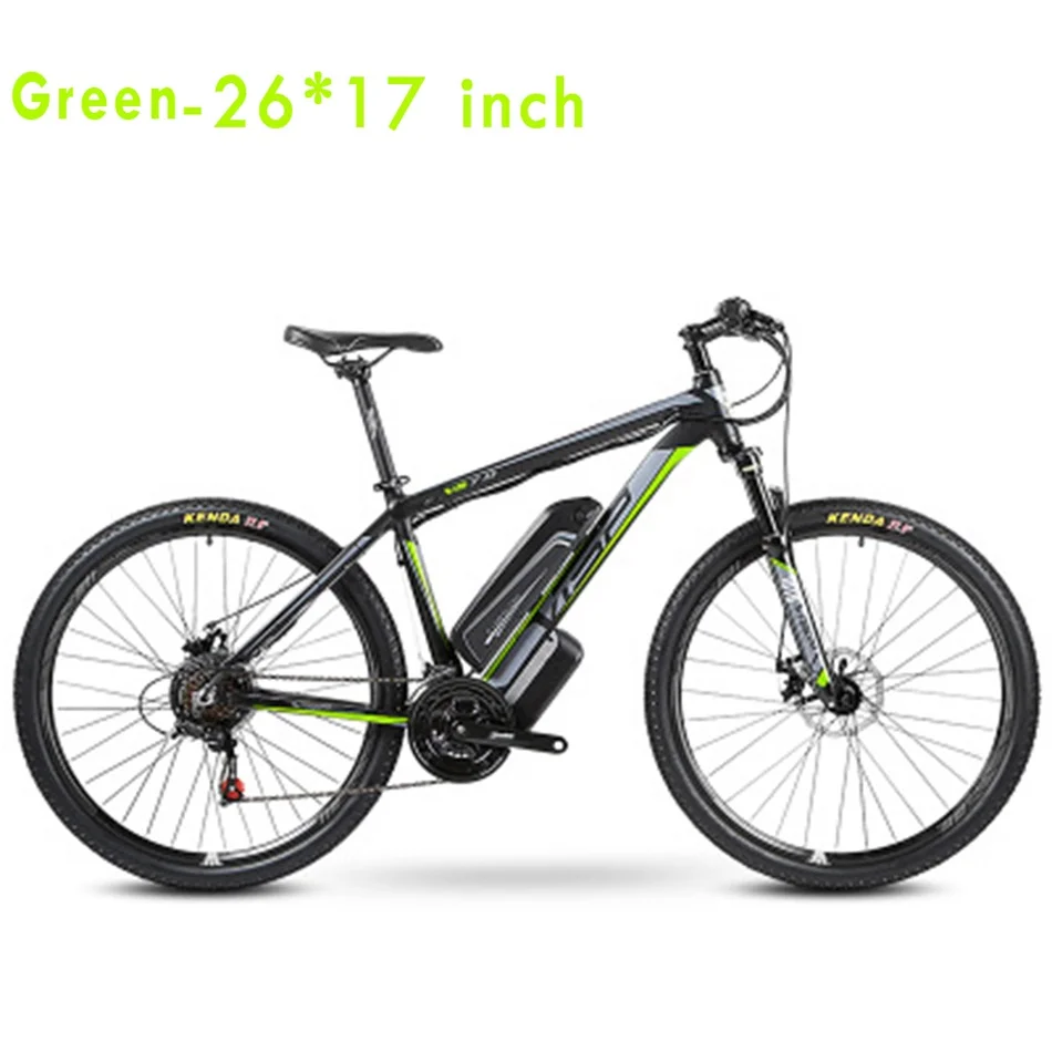 Green-26X17 inch Ebike мотоцикл 21 Скорость электромобиль Электрический мотоцикл дисковый тормоз 26 27,5 дюймов 38V10Ah литиевых Батарея задний привод Алюминий сплава рама горный велосипед - Цвет: Green-26X17 inch