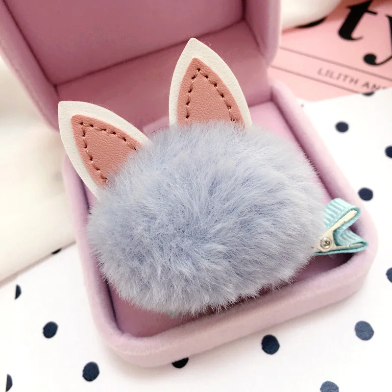 Корея Зима шпилька мультфильм кролик зажим для волос Обувь девочек Hairball цветок