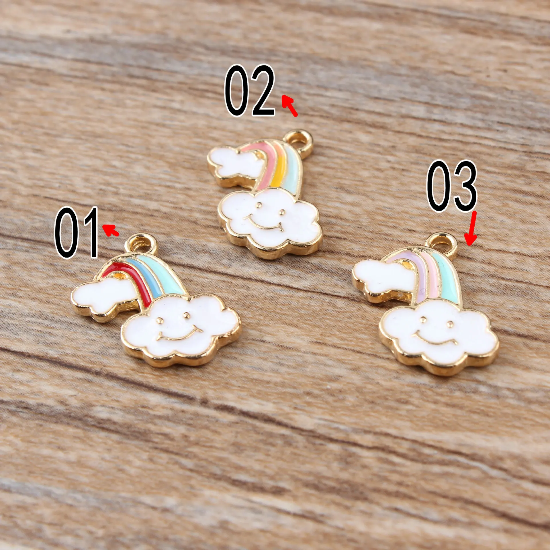 

10pcs/lot Diy Jewelry Accessories Gold Color Tone Drop Oil Alloy Small Hanger Charms Cute Cloud Enamel Charm 11*17mm