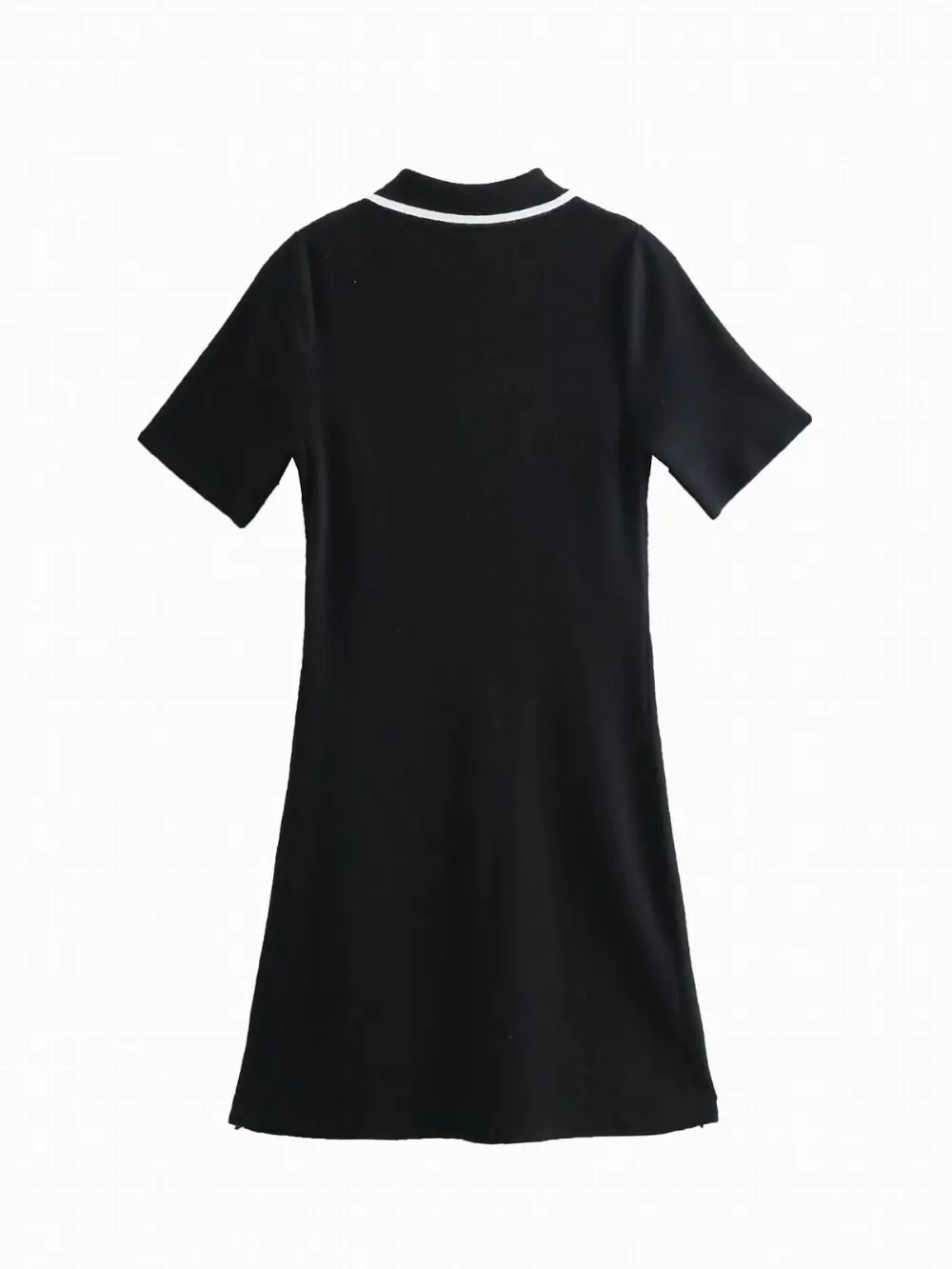 Женское трикотажное хлопковое платье za на молнии с отложным воротником и рукавом