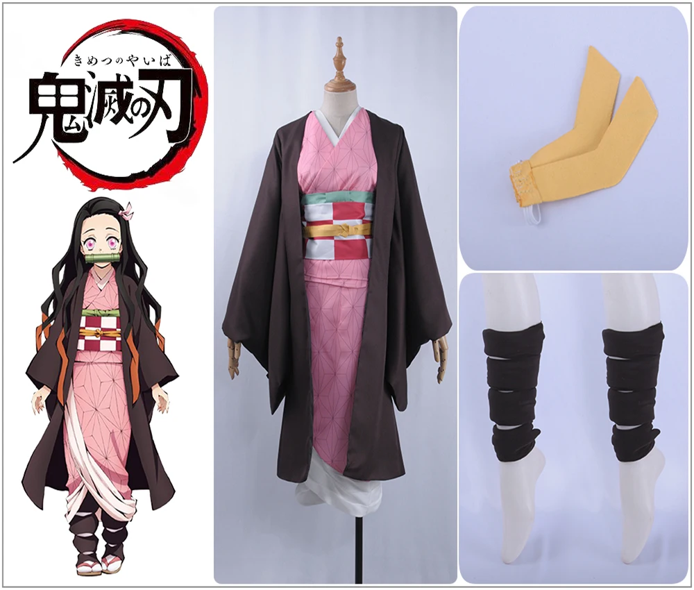 Аниме Demon Slayer: Kimetsu no Yaiba Kamado Nezuko Косплей Костюм на заказ Розовое Кимоно куртка