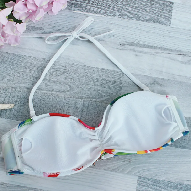 Женский купальный костюм новинка 2019 неоновый купальник с лямкой на шее комплект