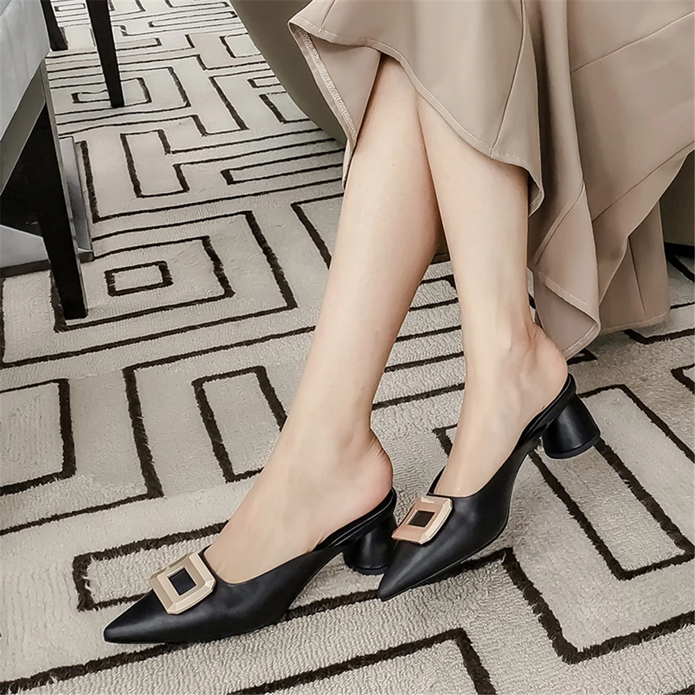 Женские босоножки из натуральной кожи на высоком тонком каблуке с квадратным