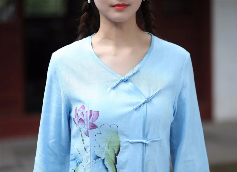 Костюм Shanghai Story tang Женская спринтерская китайская Блузка с V образным вырезом