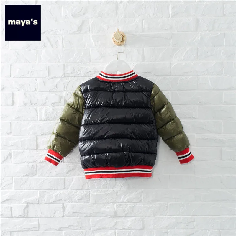 Mayas/модные зимние теплые парки для мальчиков с цветными блокировками детская
