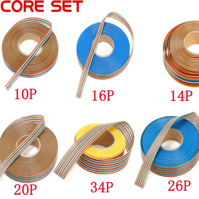 Плоский IDC ленточный Удлинительный кабель 1 м Rainbow DuPont Wire 10P 14P 16P 20P 26P 34P 40P 50P Pin с 27 мм