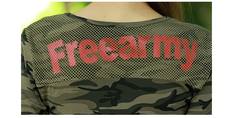 Бренд FREEARMY, Осенние сетчатые футболки, женские футболки, камуфляжная футболка с длинными рукавами для женщин, весенняя одежда, тонкая футболка из хлопка