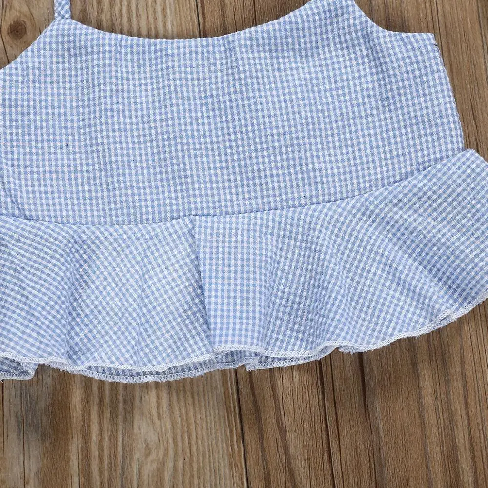 Комплекты одежды для девочек 2019 г. Летняя детская одежда Холтер + штаны в клетку