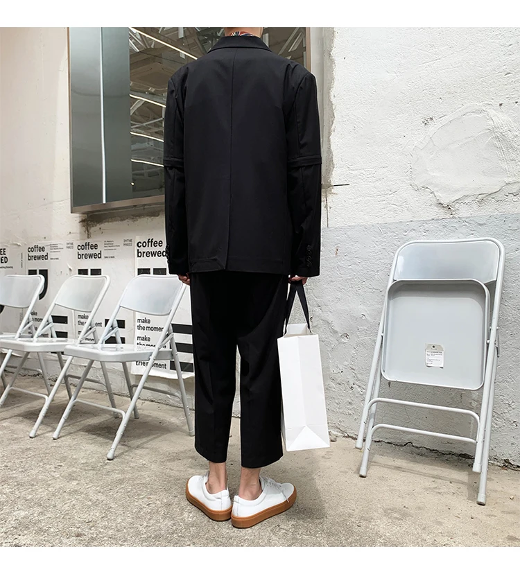 Летняя новая Корейская версия свободные Harajuku трендовые студенческие деловые повседневные мужские трехцветные брюки уличная одежда