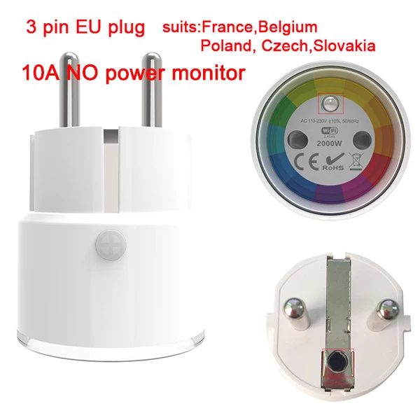 3 pin EU plug Lonsonho Wifi умная розетка Tuya умная розетка Smartlife EU Франция США AU Великобритания Польша Корейская вилка совместимый с Alexa Google Home Mini - Цвет: 3 pin EU plug