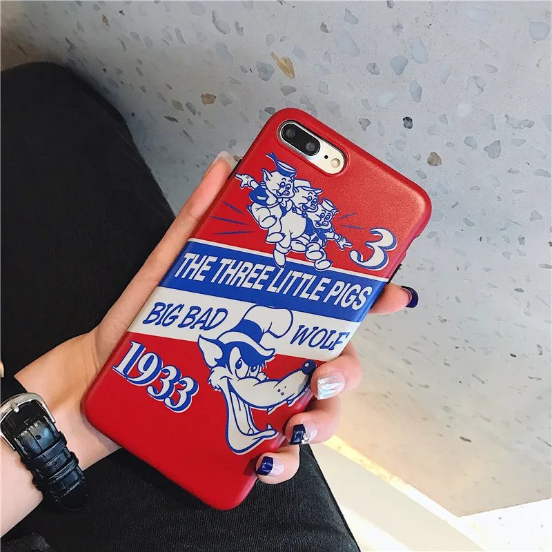 three little pigs timber wolf red dull polish soft shell phone Case For Apple iphone 6 6s 7 8 Plus X XS XR MAX |