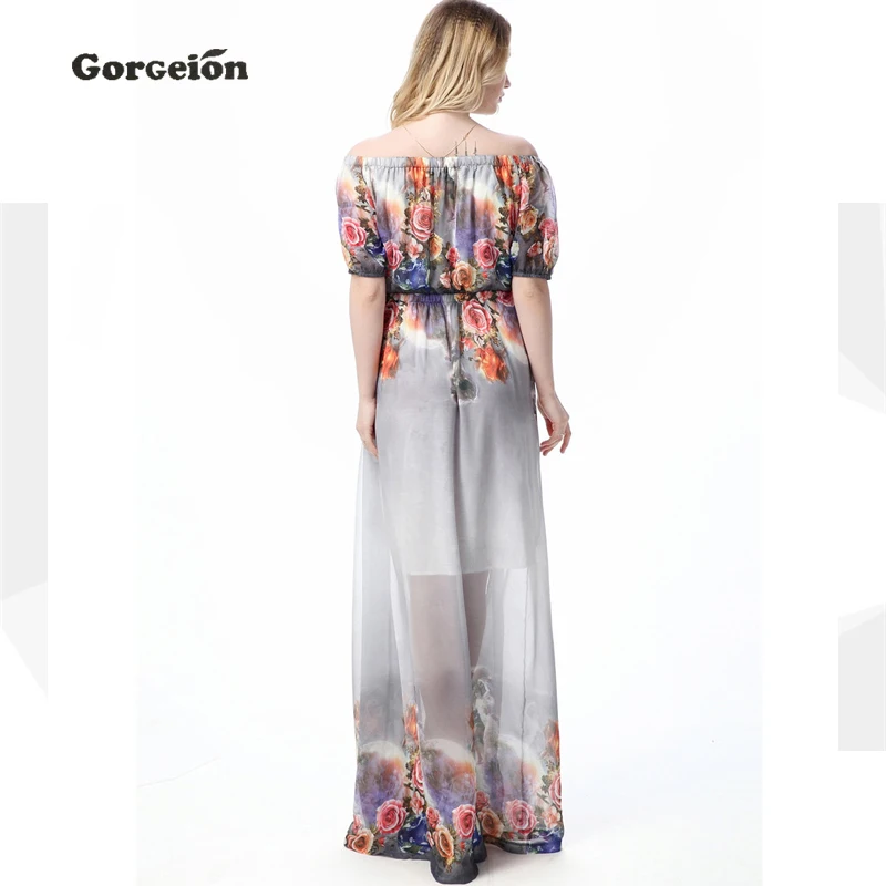 Gorgeion 7XL Плюс Размер Женской Одежды Элегантный Длинные Партия Dress макси Женщины