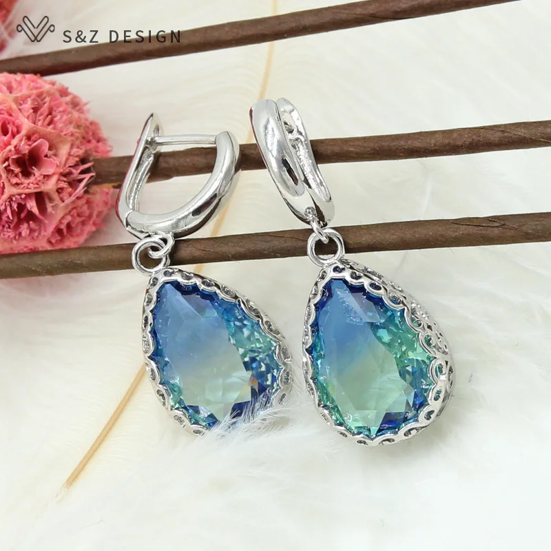 Набор ювелирных изделий S &amp Z из циркония и стекла Длинная водяная капля