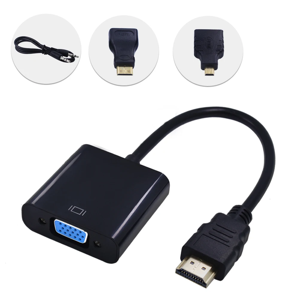 HD to VGA Converter Cable Male Female Adapter Mini Micro Connector Replacement for PS3 Computer PC HDTV Display |
