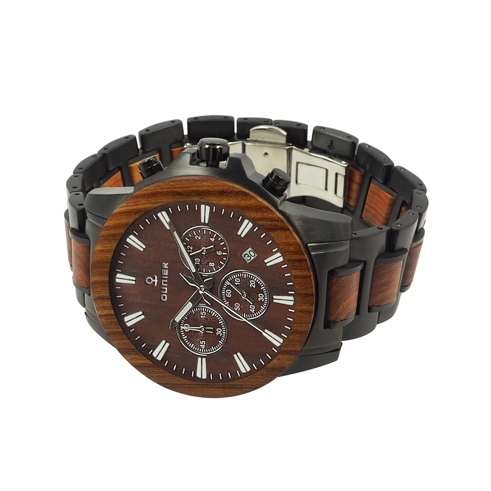 low price free shipping sapphire glass sandalwood watches with steel wooden watch paper box packing | Наручные часы