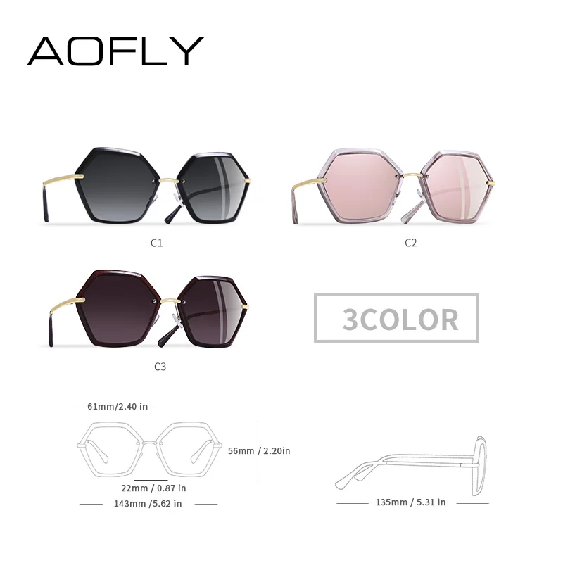 Женские солнцезащитные очки с шестигранной оправой AOFLY брендовые дизайнерские