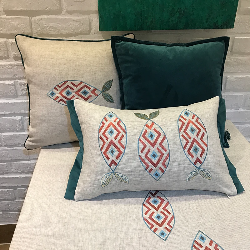 Embroidery Pillow Cover BOHO Cushion Simple Embroidered Boho Home Decor Custom Size&ampColor 45X45CM/40CMR | Дом и сад