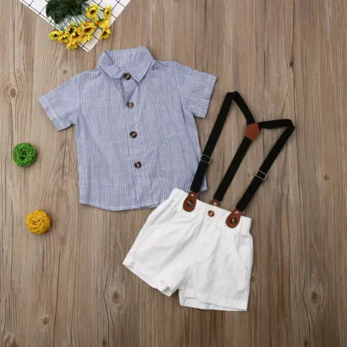 2019 брендовая одежда для малышей из 2 предметов летняя хлопковая рубашка в полоску