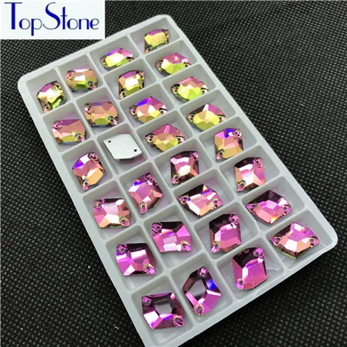rainbow Стразы Topstone Cosmic с пришивным стеклом 13x17 мм 28 шт. все цвета с плоским основанием 2 отверстия пришивные камни для костюмированного платья - Цвет: rainbow