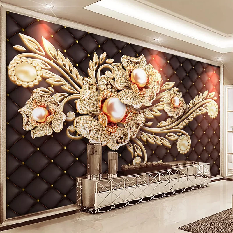 Пользовательские обои для фотографий черные минималистичные украшения цветы