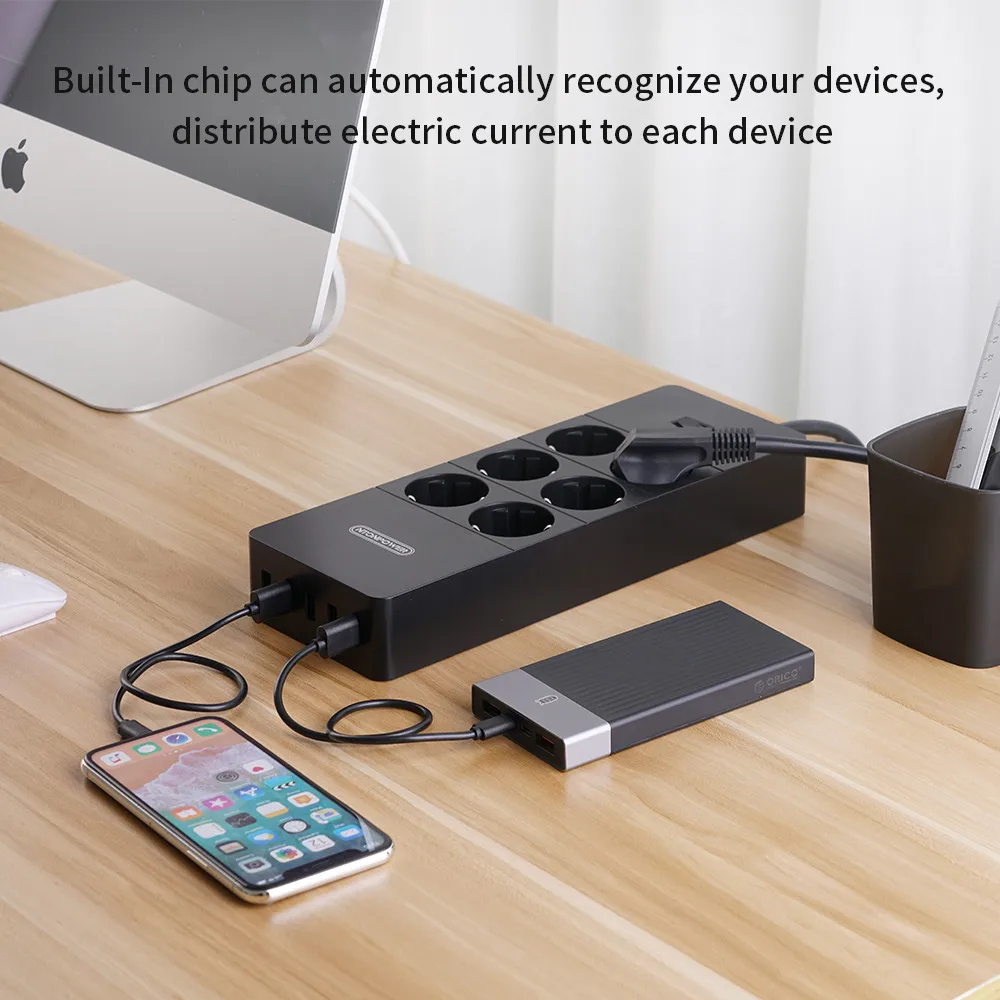 Фото Сетевой фильтр NTON Smart POWER Strip с несколькими разъемами 5 usb-разъемов, защита от перенапряжения-1.5 м шнур питания, настенное зарядное устройство, ... №5