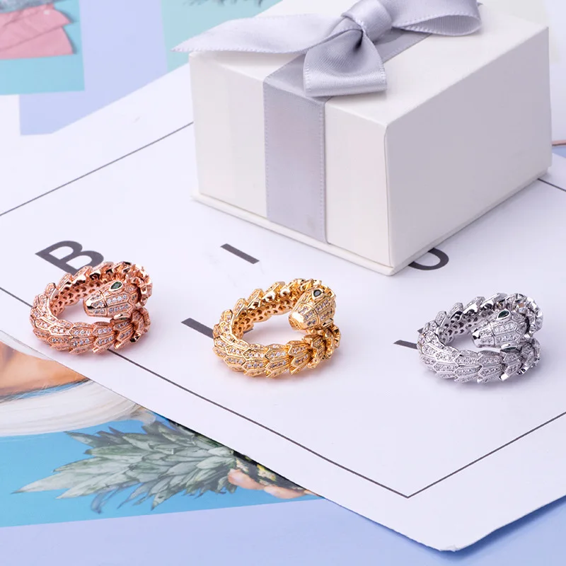 Женское кольцо-змея с цирконом в европейском и американском стиле | Украшения