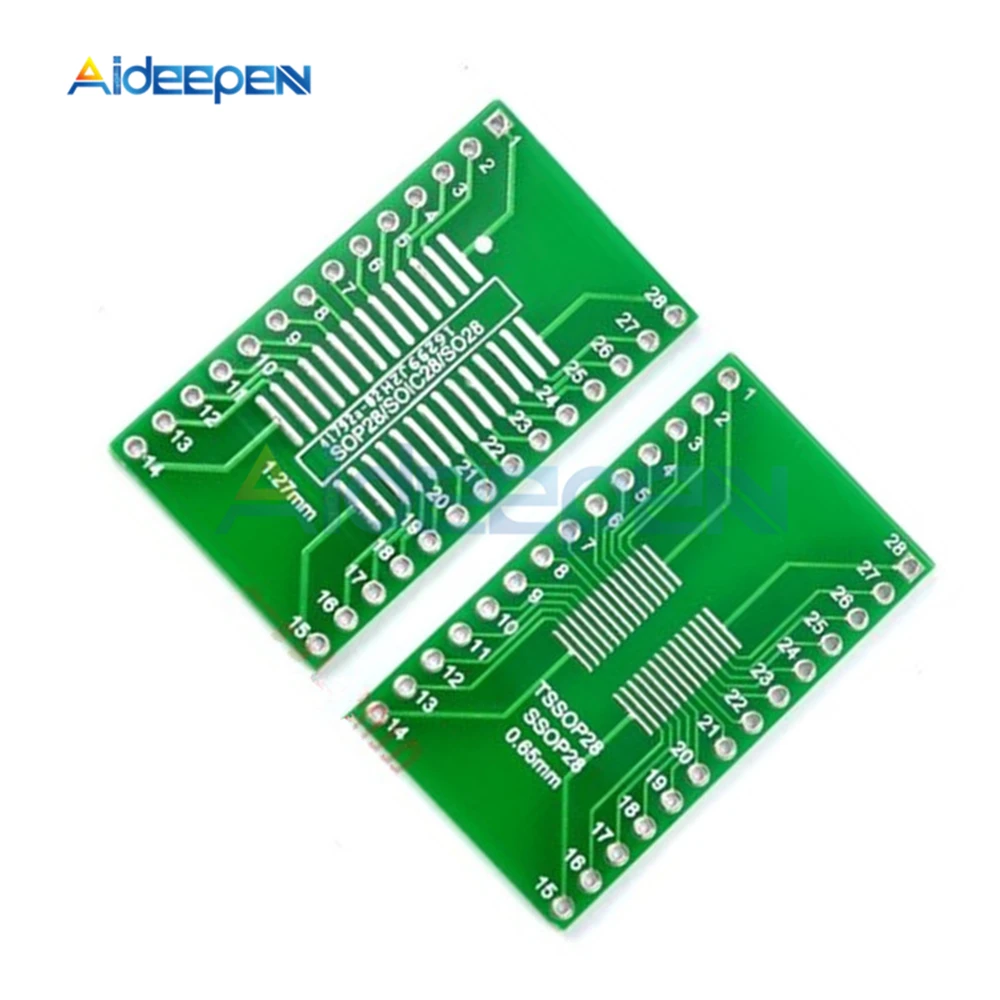 

5Pcs SSOP28 SOP28 TSSOP28 to DIP28 Adapter Converter PCB Board 0.65MM 1.27MM