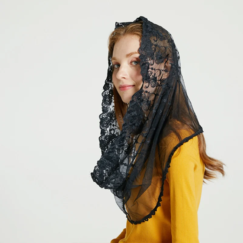 

Leo anvi fashion design lace Soft Infinity scarf headband Shawl Wrap Catholic Chapel Mantilla Veil for Mass Veil ring scarves