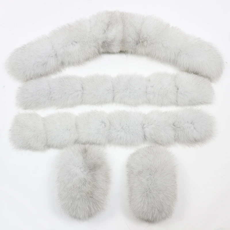 white fox fur OFTBUY/; воротник из натурального меха; манжеты; большой натуральный мех енота; лисий мех; Зимняя мода - Цвет: white fox fur