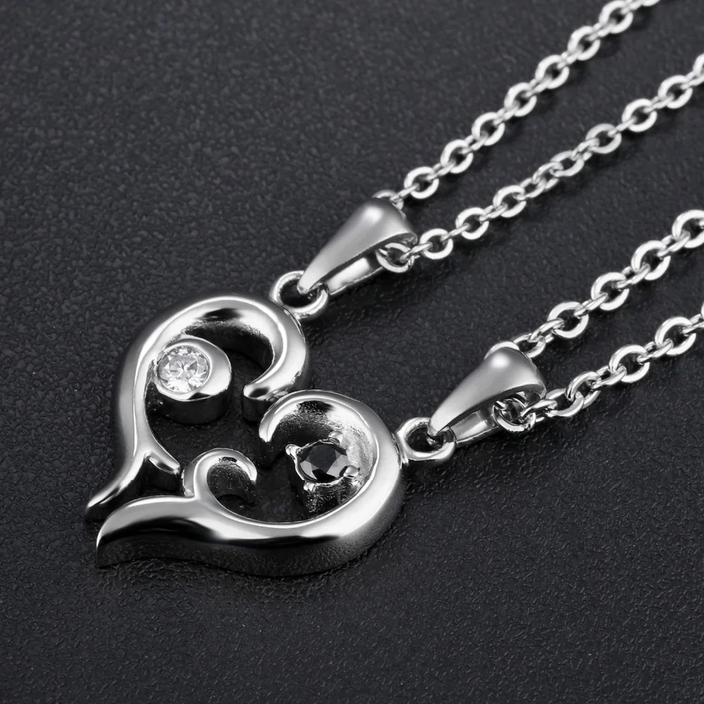 Simple design Pair of Couple jewelry Crystals Stainless Steel sweet Heart Necklace Pendant women Men Gifts | Украшения и