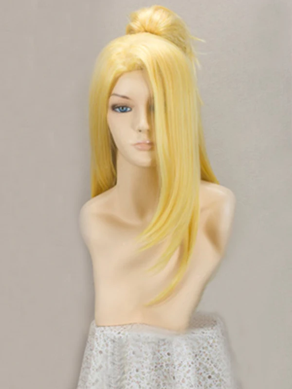Naruto deidara 60 см длинные золотистые светлые волосы с зажимом хвостик термостойкий